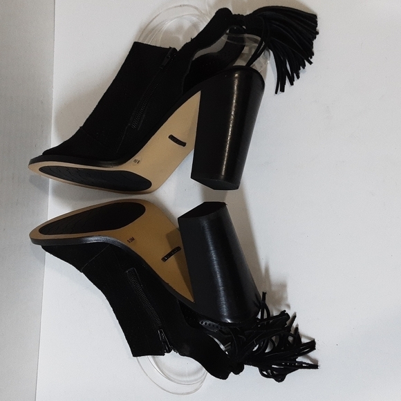 Gianni  Bini black Hadwin leather suede perforated peep toe 9.5M Casual Y2k - Picture 7 of 12